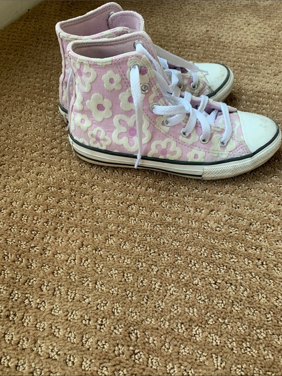 Converse Other - Converse Kids Pink and White Floral High-Top Sneakers